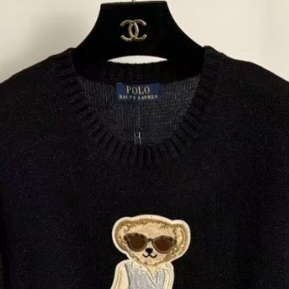 Polo Ralph Lauren Sunglasses Bear Black Sweater - Picture 3 of 6
